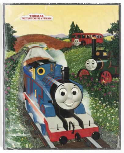 POSTER: A NOS Large Poster on Wood depicting Thomas The Tank Engine & Friends with hanging cord W41CM x H52CM