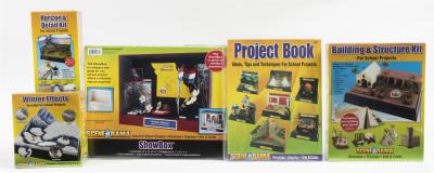 SCENE-A-RAMA KITS: NOS Woodland Scenics Scene-A-Rama sealed Kits (3) with Showbox & Project Book