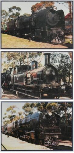 TRAIN PICTURES: 4 NOS Laminated Australian Steam Locomotive Pictures each L36cm x W24cm