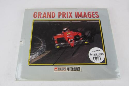 GRAND PRIX: 'Grand Prix Images' hardcover book by Autocourse. (18 F1 driver signatures including Arnoux, Boutsen, Senna)
