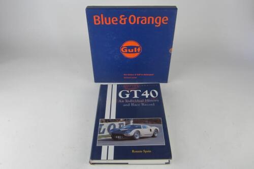 FORD: Two hardcover books detailing Ford/Gulf motor sport. Michael Cotton, Derek Bell signatures