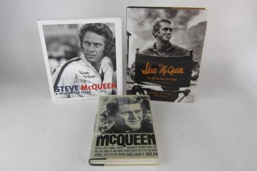 McQUEEN: Three hardcover books detailing the acting and racing career of Steve McQueen. William F.Nolan signature