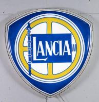 SHOWROOM LIGHTBOX: A large and impressive 1950s shield form&nbsp;Lancia showroom wall mounted lightbox, understood to have adorned the W.H Lowes Whitehorse Road, Balwyn&nbsp;showroom (1950-1957 logo), 130cm high, 130cm wide, 18cm deep - 2