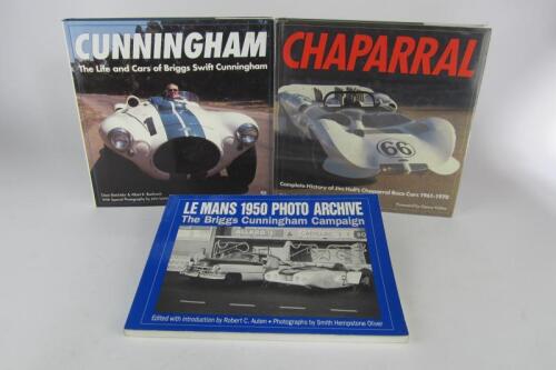 AMERICAN RACING: Three books detailing American racing. Jim Hall (Chaparral) signature