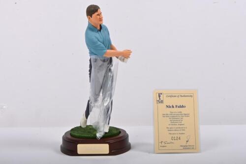 NICK FALDO: A 1:9 scale limited edition (0124/2500) cold cast porcelain resin figure of Nick Faldo&nbsp;sculpted by Paul Szeiler for Endurance Ltd