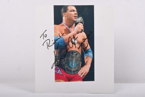 KURT ANGLE: A personally inscribed and signed colour picture of WWE Champion Kurt Angle