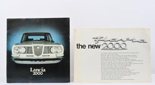 FLAVIA 2000: Two publications concerned with the Lancia Flavia 2000. A circa 1970's Lancia 2000 colour sales brochure & specifications sheet