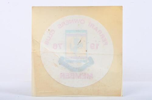 FERRARI 1976: A 1976 FERRARI OWNERS CLUB 'MEMBER' sticker