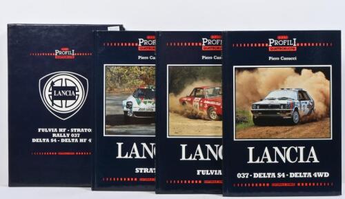 LANCIA: A three volume set, consisting of - 'PROFILI QUATTRORUOTE - 'LANCIA FULVIA HF (1)', 'LANCIA 037 - DELTA S4 - DELTA 4WD (2), 'LANCIA STRATOS (3)'