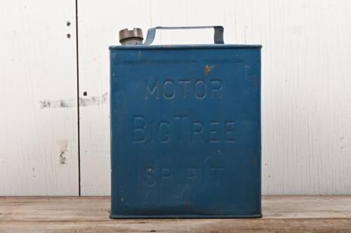 BIG TREE: A Big Tree Motor Spirit two imperial gallon petroleum can, painted in blue with original brass cap