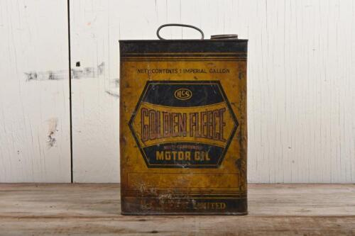 GOLDEN FLEECE: A circa 1940s Golden Fleece one imperial gallon tin, with Hex logo, marked to side "Domion Can Melb"