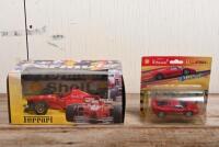 FERRARI: A Shell die cast scale model of a Ferrari F1 race car, together with a Shell 1:38 scale model of a Ferrari F50
