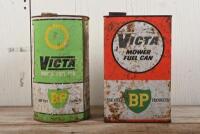 VICTA/BP: Two circa 1960/70s one gallon "Victa Mower Fuel Cans" featuring the BP logo