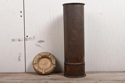 WWII: A WWII era copper document tube, together with an HMAS Australia decorated ashtray, the tube 36cm high