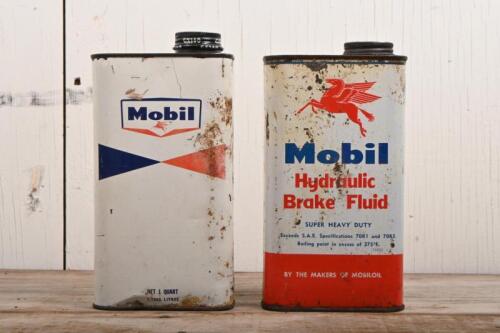 MOBIL: Two Mobil Oil tins, one one imperial quart and one one quart