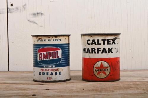 GREASE TINS: Two vintage grease tin, one Caltex and one Ampol