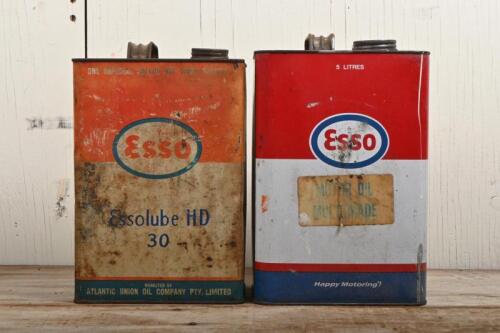 ESSO: Two Esso oil tins, a one imperial gallon "Essolube HD 30" and a "Multigrade" tin