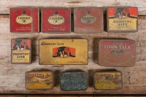 TOBACCIANA: A collection of ten tobacco tins including 'Country Life', 'Edgeworth', 'Craven "A"' and other tins