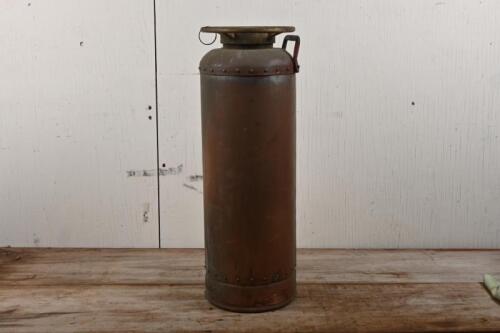 FIRE EXTINGUISHER: A c1950s brass fire extinguisher, '1959' engraved to base of extinguisher, 52cm tall.