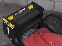 CHILDS CAR: An impressive Italian "Toys Toys" children's battery powered toy car of Alain Prost's 1990 Ferrari F1-90, steel chassis framework with moulded plastic body panels, electric motor, approx 210cm long - 6