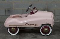 TOY CAR: A reproduction pink painted children pedal car, 90cm long approx - 3
