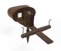 WRITING SLOPE: A French circa 1900 burr walnut writing slope, with two interior writing surfaces and letter rack, bears central brass cartouche to top inscripted with monogram "MH" and "N'Oubliez" (remember or never forget) and brass escutcheon 15cm high, - 2