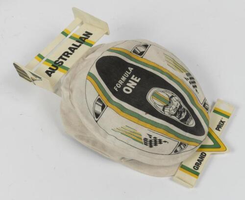 AGP: An Adelaide Formula One flat cap with original merchandising attachments comprising a spoiler and nose cone