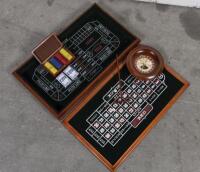 GAMBLING: A 3 in 1 Casino Set, featuring a blackjack board, a roulette wheel and craps board, includes two packs of cards, dice, chips etc
