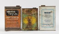 POPE: Two circa 1960s Pope 1960/70s "BP Zoom" two stroke fuel cans, two 5 litre and 1 one gallon, and a 1950s R&T Lubricants one gallon tin - 2