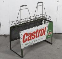 CASTROL: A circa 1960s Castrol Motor Oil bottle stand and two bottle racks, painted sign to both sides, holds 12 bottles, 84cm high, 75cm wide, 38cm deep overall - 2