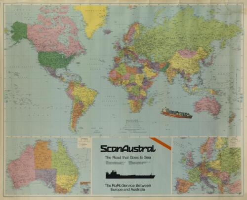 WORLD MAP: A 1976 world map produced for ScanAustral by George Philip, London, 96 x 121cm