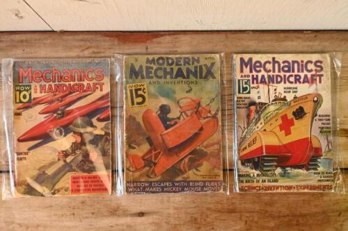 MECHANICS MAGAZINE: Three 1930s Mechanics magazines including Mechanics & Handicraft April 1936 and two others