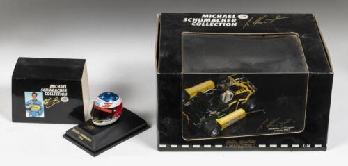 SCHUMACHER: Two Paul Model Art MS Collection items, comprising a 1:18 scale Deutscher und Europameister 1987 go kart and a 1:8 scale 1995 helmet