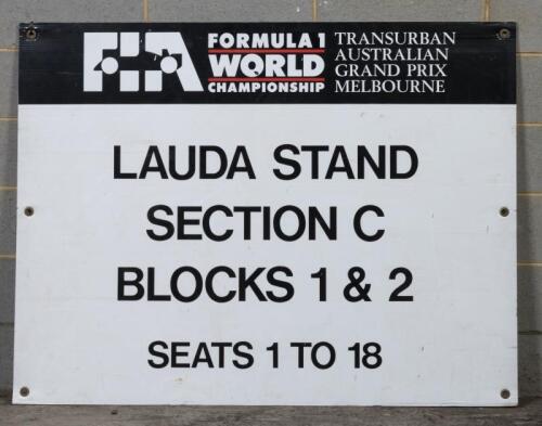 AGP: An AGP corflute seating sign for the Lauda Stand, 92 x 120cm
