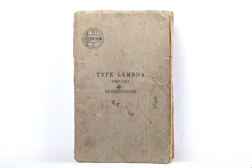 LAMBDA: An original edition of Lancia 'TYPE LAMBDA 1923-1924 INSTRUCTIONS'