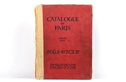 ROLLS-ROYCE: An original August 1914 issue of ROLLS-ROYCE 'CATALOGUE OF PARTS (SERIES 1700 - 2600)'