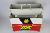 SHELL: A white&nbsp;'Shell Super Plus (SE 20W/50)' metal oil rack - 2