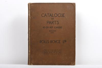 ROLLS-ROYCE: An original August 19121 issue of ROLLS-ROYCE 'CATALOGUE OF PARTS 40-50 H.P. CHASSIS'