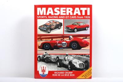 MASERATI: 'MASERATI - SPORTS, RACING & GT CARS from 1926' hardcover book by Richard Crump, Rob De La Rive Box