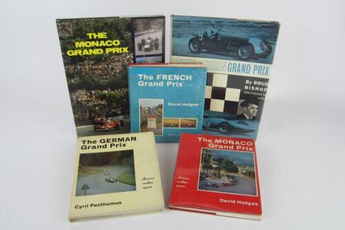 GRAND PRIX: Five period hardcover books detailing various international Grand Prix's.