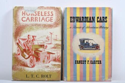 EARLY MOTORING: Two hardcover books detailing early motoring. 'HORSELESS CARRIAGE' by L.T.C. ROLT & 'EDWARDIAN CARS - a Reverie of Adventurous Motoring' by Ernest F.Carter