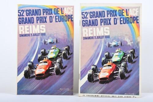 REIMS: Two original items related to the July 1966 Grand Prix D'Europe (French Grand Prix). Official Programme & Event Guide. 1966 Grand Prix race last ever at Reims-Gueux