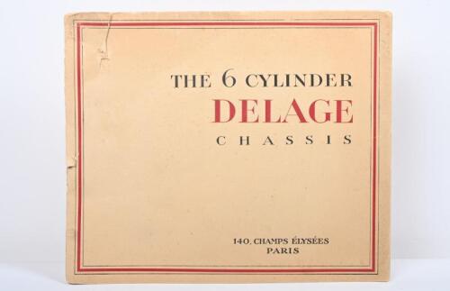 DELAGE: An original 1928 'THE 6 CYLINDER DELAGE CHASSIS' sales brochure as prepared by IMP MARECHAL PARIS