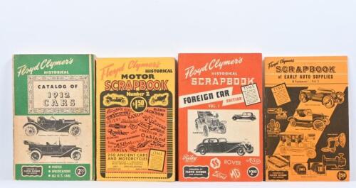 FLOYD CLYMERS: Four Floyd Clymer's publications. Historical 'SCRAPBOOKS' & 'CATALOG OF 1912 CARS'. All circa 1950's