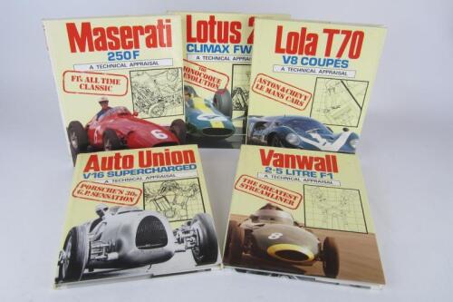 RACING CARS: A group of five hardcover books by Ian Bamsey/Andy Hall providing technical appraisal of various racing cars