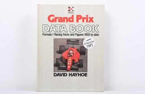 GRAND PRIX: 'Grand Prix DATA BOOK'. Authored and signed by David Hayhoe