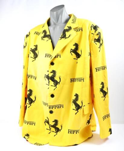 FERRARI: A tailor made, 'TRAVELLERS' yellow Ferrari jacket featuring the 'Ferrari' insignia and 'Prancing Horse' emblem in black