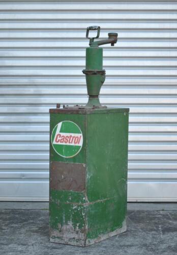 CASTROL: A circa 1960s steel Castrol high boy oil pump, 105cm high to top of hand pump, surface rust throughout