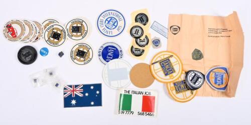 LANCIA: A quantity of Lancia&nbsp;badges, stickers, and emblems. 1973 Australian Lancia&nbsp;Register, Castlemaine&nbsp;zinc badge for Guest of honour Piero Taruffi