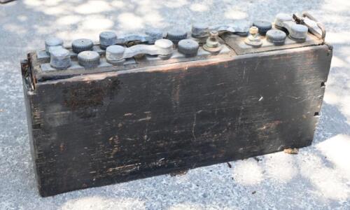 BATTERY: An early bank of Vesta automotive batteries. Circa 1920's/1930's